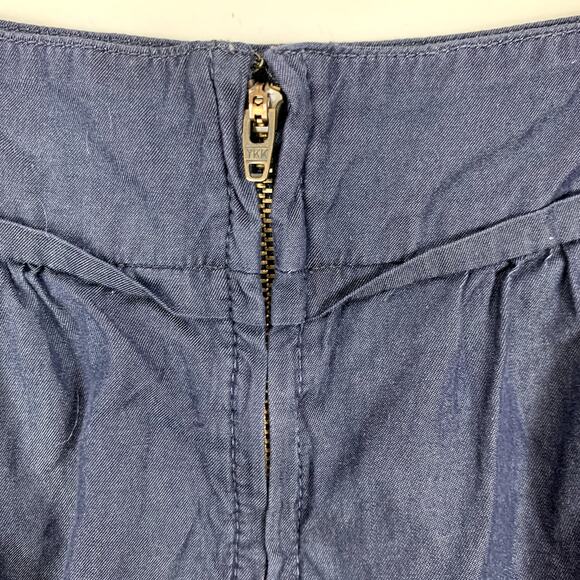 J Crew Denim Chambray Pleated Calvary Mini Skirt Blue 4 S Small - Picture 5 of 7